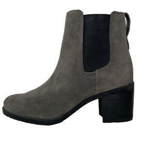Sam Edelman Boots Women's 10 Grey Suede Leather Ankle Booties Block Heel Shoes